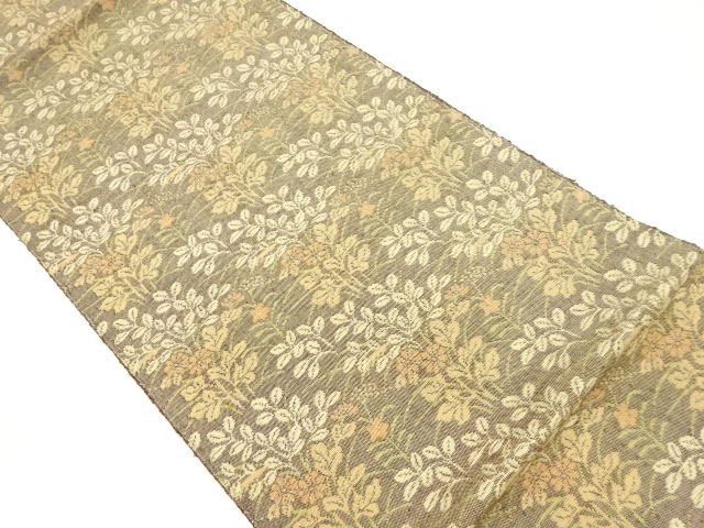 JAPANESE NAGOYA OBI / TSUMUGI / WOVEN AUTUMN FLOWERS